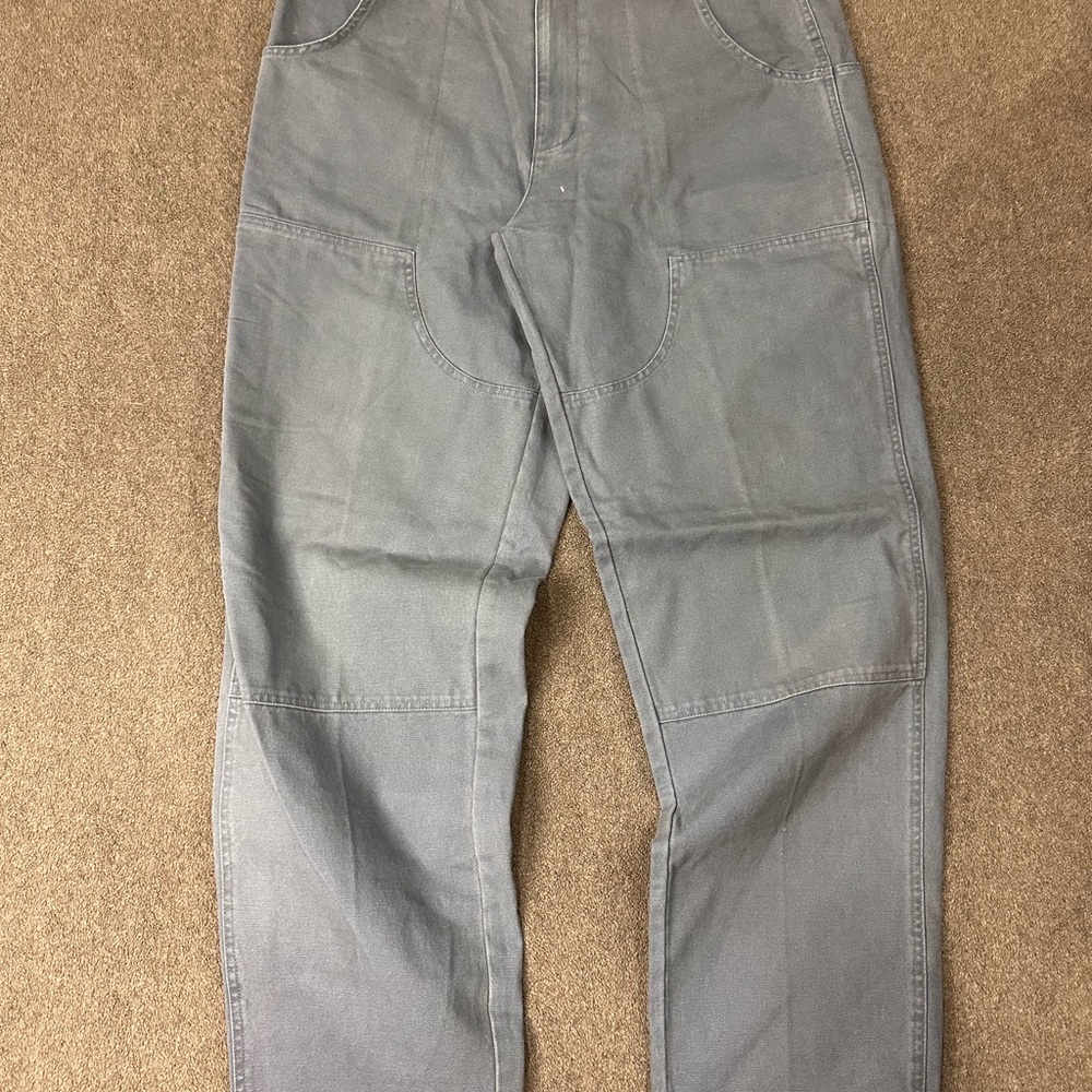 L.L. Bean Outdoors Canvas Double Knee Workwear Pants Mens 38x34 Blue Cotton